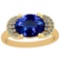 2.81 Ctw VS/SI1 Tanzanite And Diamond Platinum 14K Yellow Gold Plated Ring