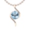 Certified 47.93 Ctw I2/I3 Blue Topaz And Diamond 14K Rose Gold Pendant