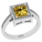 1.32 Ctw I2/I3 Citrine And Diamond 10K White Gold Cocktail Ring