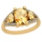 2.70 Ctw Citrine And Diamond I2/I3 10K Yellow Gold Vintage Style Ring