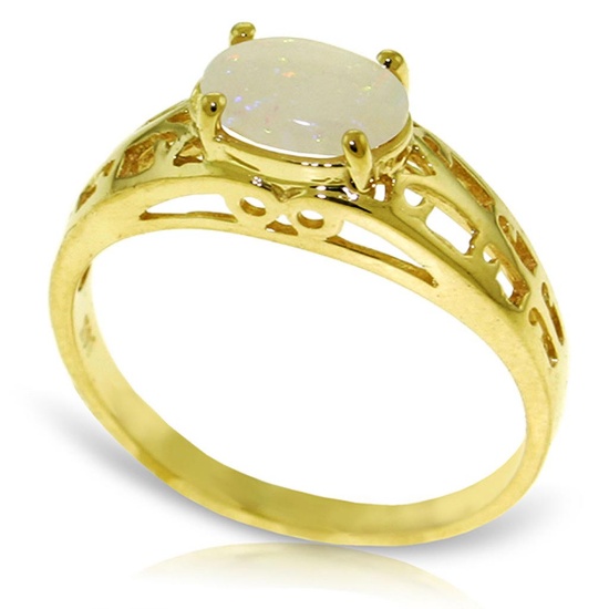 0.45 Carat 14K Solid Gold Filigree Ring Natural Opal