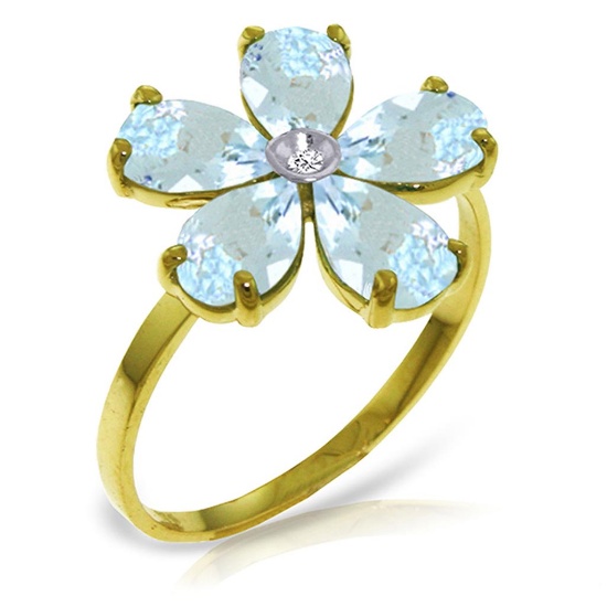 2.22 Carat 14K Solid Gold Love Evolved Aquamarine Diamond Ring