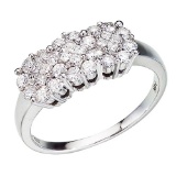 Certified 14K White Gold Diamond Clustaire Ring