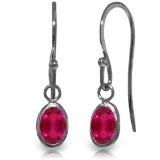 1 Carat 14K Solid White Gold Fish Hook Earrings Natural Ruby