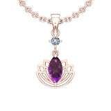 1.32 Ctw VS/SI1 Amethyst And Diamond 10K Rose Gold Necklace