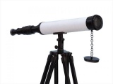 Floor Standing Oil-Rubbed Bronze-White Leather With Black Stand Harbor Master Telescope 50in.