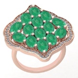 5.26 Ctw VS/SI1 Emerald And Diamond 14K Rose Gold Vintage Style Ring