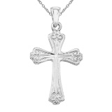 Certified 14K White Gold Cross Pendant