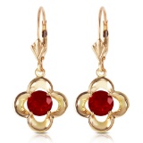 1.1 CTW 14K Solid Gold Exotic Flower Ruby Earrings