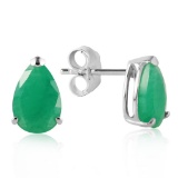 2 Carat 14K Solid White Gold Temptation Near Emerald Earrings