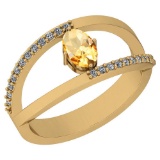 0.64 Ctw Citrine And Diamond I2/I3 10K Yellow Gold Vintage Style Ring