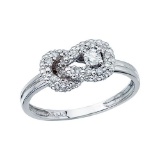 Certified 14K White Gold Fashion Knot Diamond Ring