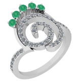 0.96 Ctw VS/SI1 Emerald And Diamond 14K White Gold Ring