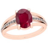 2.61 Ctw Ruby And Diamond I2/I3 10k Rose Gold Vintage Style Ring