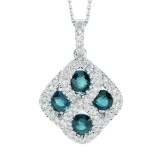 Certified 14k White Gold Emerald and .26 ct Diamond Pendant