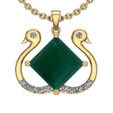 17.52 Ctw VS/SI1 Emerald And Diamond Platinum 14K Yellow Gold Plated Pendant