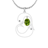 1.28 Ctw VS/SI1 Peridot And Diamond 10K White Gold Necklace