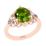 2.63 Ctw I2/I3 Peridot And Diamond 10K Rose Gold Promises Ring