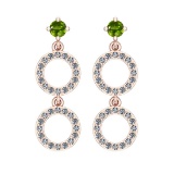 1.04 Ctw VS/SI1 Peridot And Diamond 10K Rose Gold Dangling Earrings