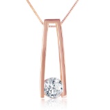 14K Solid Rose Gold Necklace withNatural 0.25 Carat Diamond