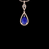 7.40 Ctw I2/I3 Tanzanite And Diamond 10K Rose Gold Victorian Style Pendant