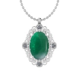 16.97 Ctw VS/SI1 Emerald And Diamond 14K White Gold Pendant