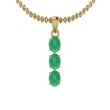 2.25 Ctw Emerald Style Prong Set 14K Yellow Gold Victorian Pendant