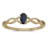 Certified 10k Yellow Gold Oval Sapphire Ring