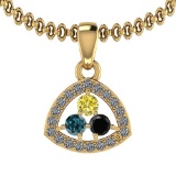 0.31 Ctw Treated Fancy Black ,Yellow,Blue Diamond And White Diamond SI2/I1 14K Yellow Gold Pendant