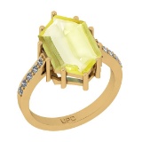 4.81 Ctw I2/I3 Lemon Topaz And Diamond 10K Yellow Gold Anniversary Ring