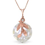 14K Solid Rose Gold Necklace withNatural Rose Topaz & Diamond
