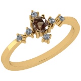 0.34 Ct Natural Brown Diamond I2/I3And White Diamond I2/I3 10K Yellow Gold Anniversary Ring