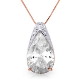 5 Carat 14K Solid Rose Gold Ocean White Topaz Necklace