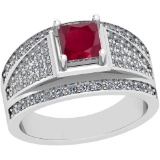 1.20 Ctw Ruby And Diamond SI2/I1 14K White Gold Vintage Style Ring