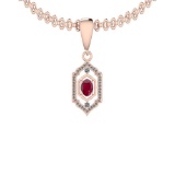 1.04 Ctw Ruby And Diamond SI2/I1 14K Rose Gold Pendant