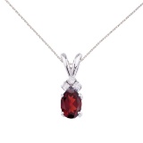 Certified 14K White Gold Oval Garnet and Diamond 1.07 CTW