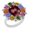 9.09 Ctw SI2/I1 Multi Sapphire,Pink Tourmaline And Diamond 14K White Gold victorian Style Engagement