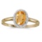 Certified 10k Yellow Gold Oval Citrine And Diamond Ring