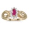 Certified 10k Yellow Gold Marquise Ruby And Diamond Ring