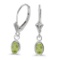 Certified 14k White Gold Oval Peridot Bezel Lever-back Earrings