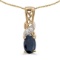 Certified 14k Yellow Gold Oval Sapphire And Diamond Pendant