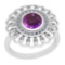 1.49 Ctw Amethyst And Diamond I2/I3 10K White Gold Vintage Style Ring