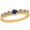 0.51 Ctw I2/I3 Blue Sapphire And Diamond Style Bezel Set 14K Yellow Gold Band Ring