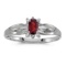 Certified 10k White Gold Oval Garnet And Diamond Ring 0.24 CTW