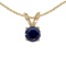 Certified 14k Yellow Gold Round Sapphire Pendant