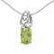 Certified 14k White Gold Oval Peridot And Diamond Pendant