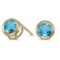 Certified 14k Yellow Gold Round Blue Topaz Bezel Stud Earrings