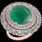 18.45 Ctw SI2/I1 Emerald And Diamond 14k Rose Gold Victorian Style Ring