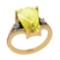 5.11 Ctw I2/I3 Lemon Topaz And Diamond 10K Yellow Gold Ring