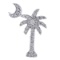 Certified 14K White Gold .50 Ct Diamond Palm Tree Crescent Moon Pendant